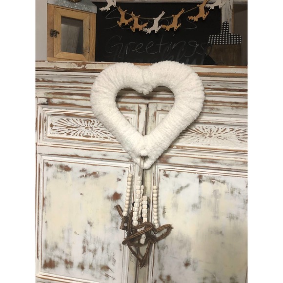 Valentine's Day Heart, Heart Macrame, Cream Heart Wreath, Home Decor - Picture 4 of 5
